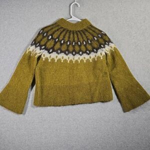 Banana Republic Mustard Patterned Crew Neck Sweater